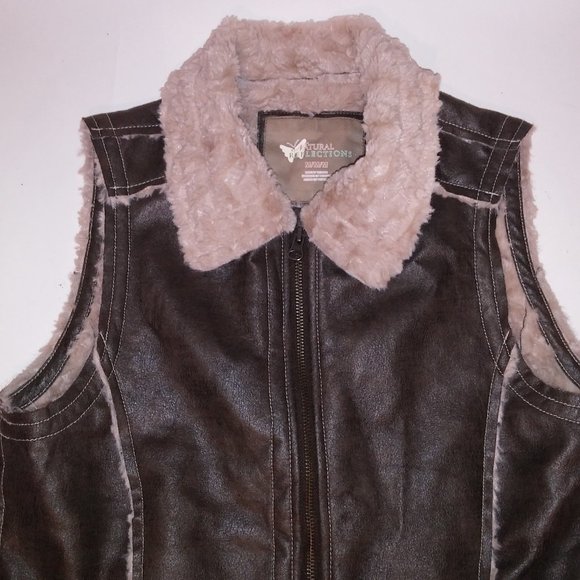 Natural Reflections Vest Womens Medium Brown‎ Suede Fur Lining Ranch Western Zip - Picture 4 of 13